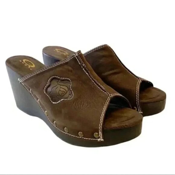 Chunky Platform Wedge Y2K Slide Mule Comfort Sandals Dark Chocolate Brown 9 - Picture 2 of 14